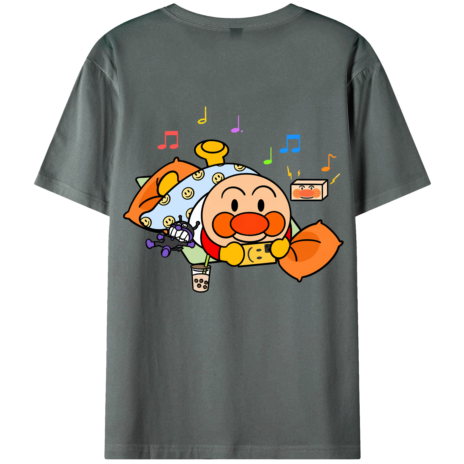 （画像用） アンパンマン Anpanman 綿100％ メンズ半袖Tシャツ（バックプリント） 通気性